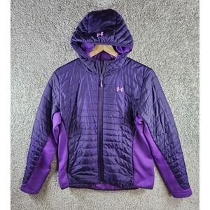 Under Armour ColdGear Reactor Hybrid Quilted Puffer Purple Jacket Women's Large‎